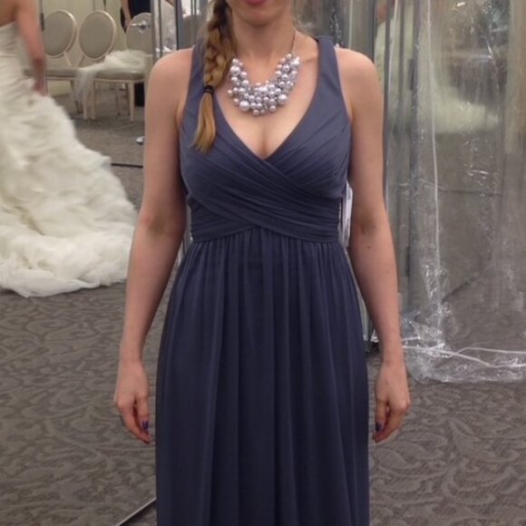 David's Bridal Bridesmaid Dress Color Pewter - Size 0 - Picture 1 of 5